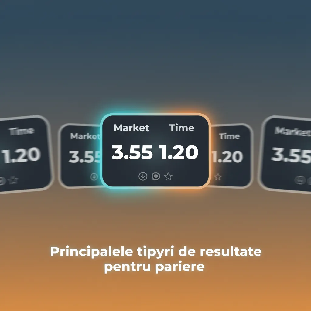 Infografic: principalele tipuri de rezultate la pariere — 1X2, Dublă șansă, Peste/Sub, Handicap asiatic, Ambele marchează.