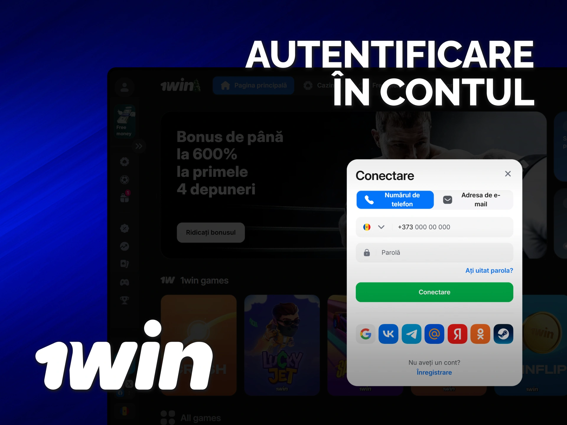 Accesează contul personal 1win pentru a gestiona pariurile și jocurile tale.