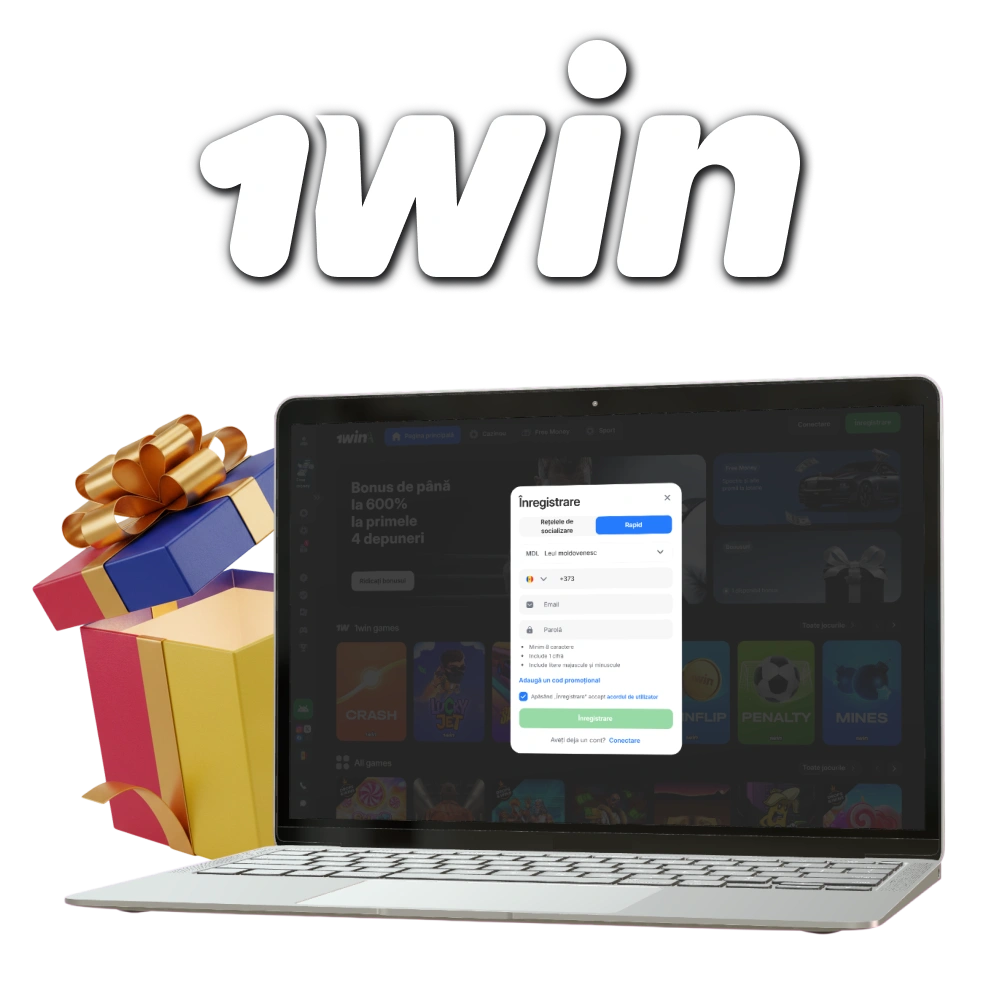 Parcurgeți înregistrarea și creați-vă contul la 1win Moldova.