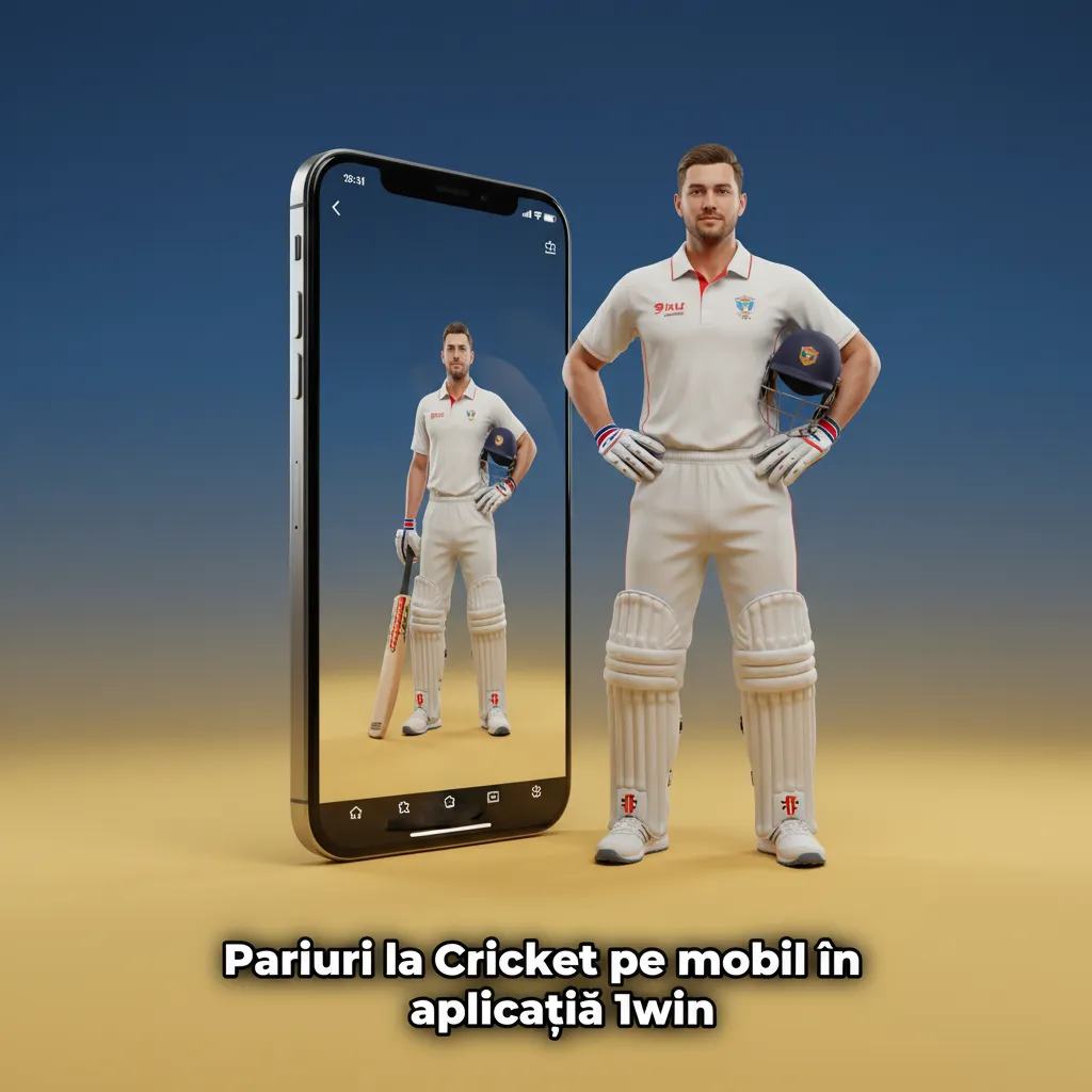 Telefon cu aplicația 1win pentru pariuri la cricket: pre-meci, live, cote live, statistici, Cash Out.