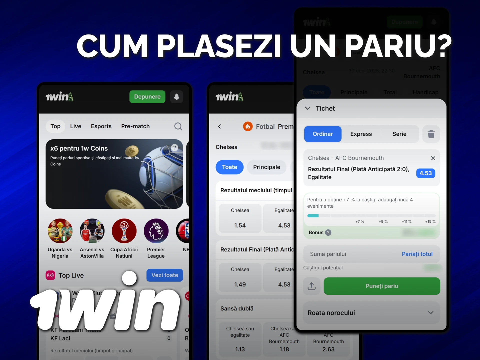 Află rapid cum plasezi un pariu la 1win folosind interfața mobilă.