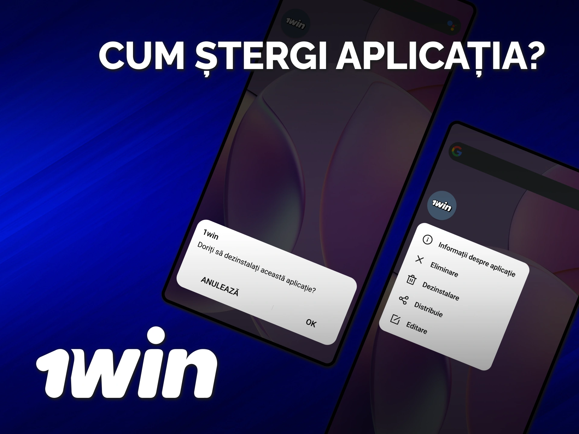 Urmează acești pași simpli dacă dorești să ștergi aplicația 1win de pe telefon.