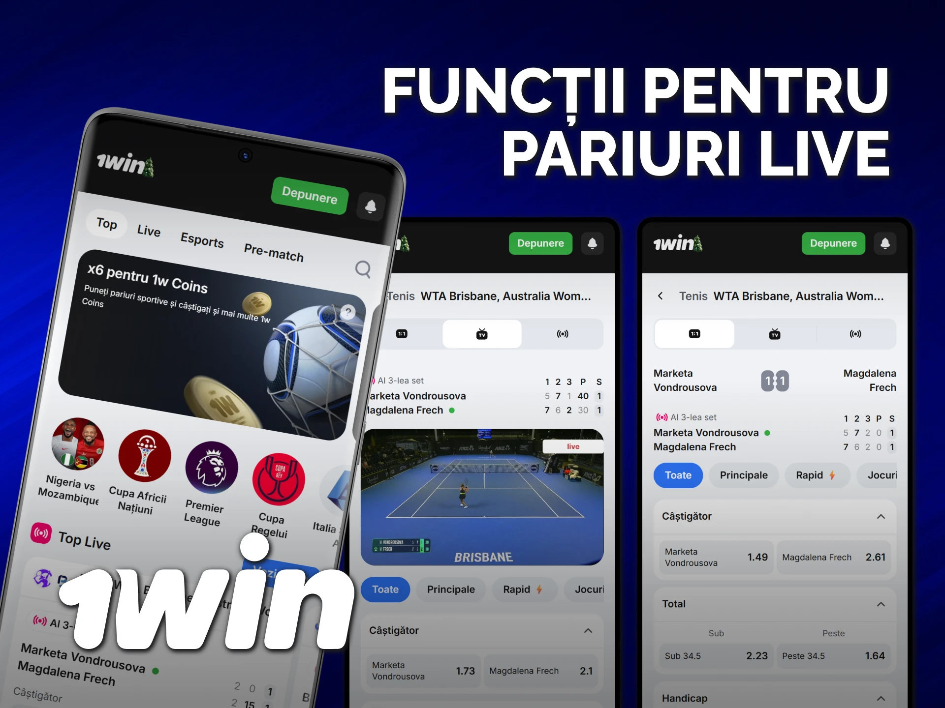 Utilizează aceste funcții pentru pariuri live la 1win Official în timp real.