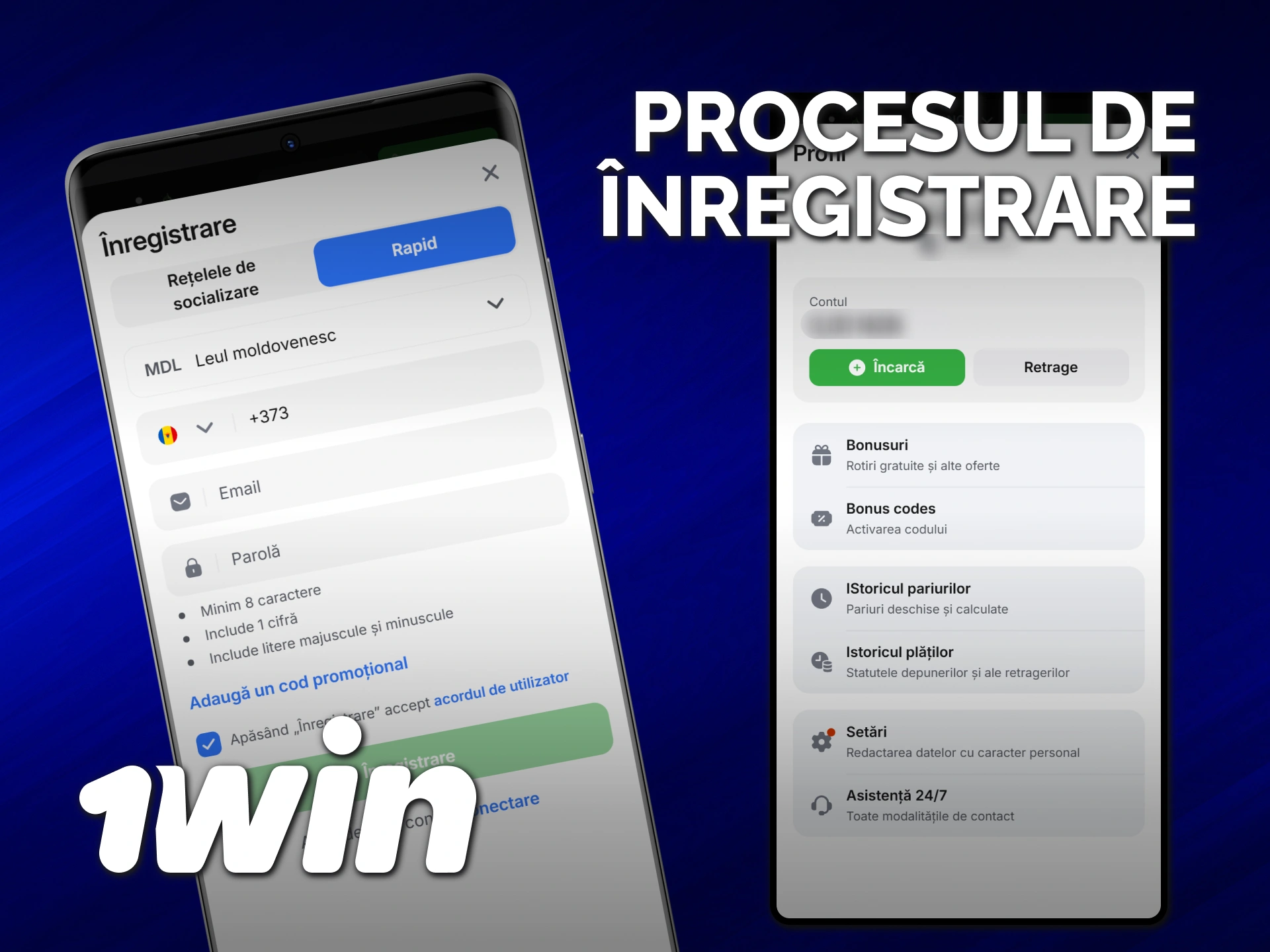 Finalizează procesul de înregistrare la 1win direct din aplicația pentru Android.