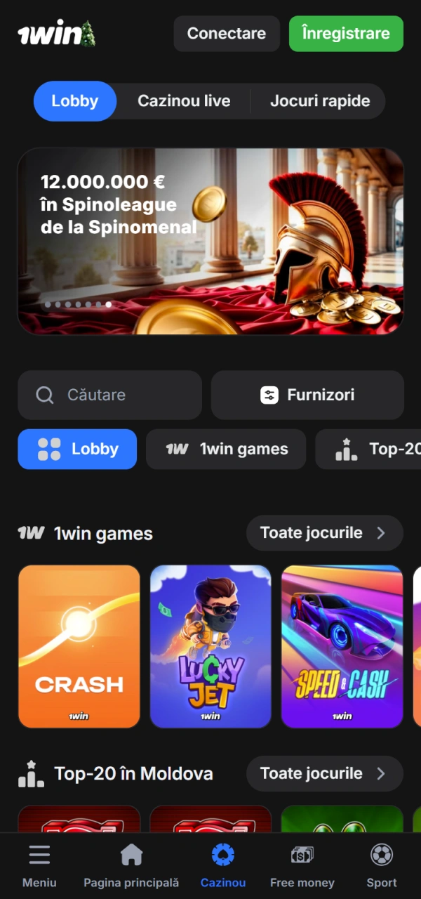 Explorează galeria de jocuri de cazinou 1win disponibilă în versiunea pentru Android.