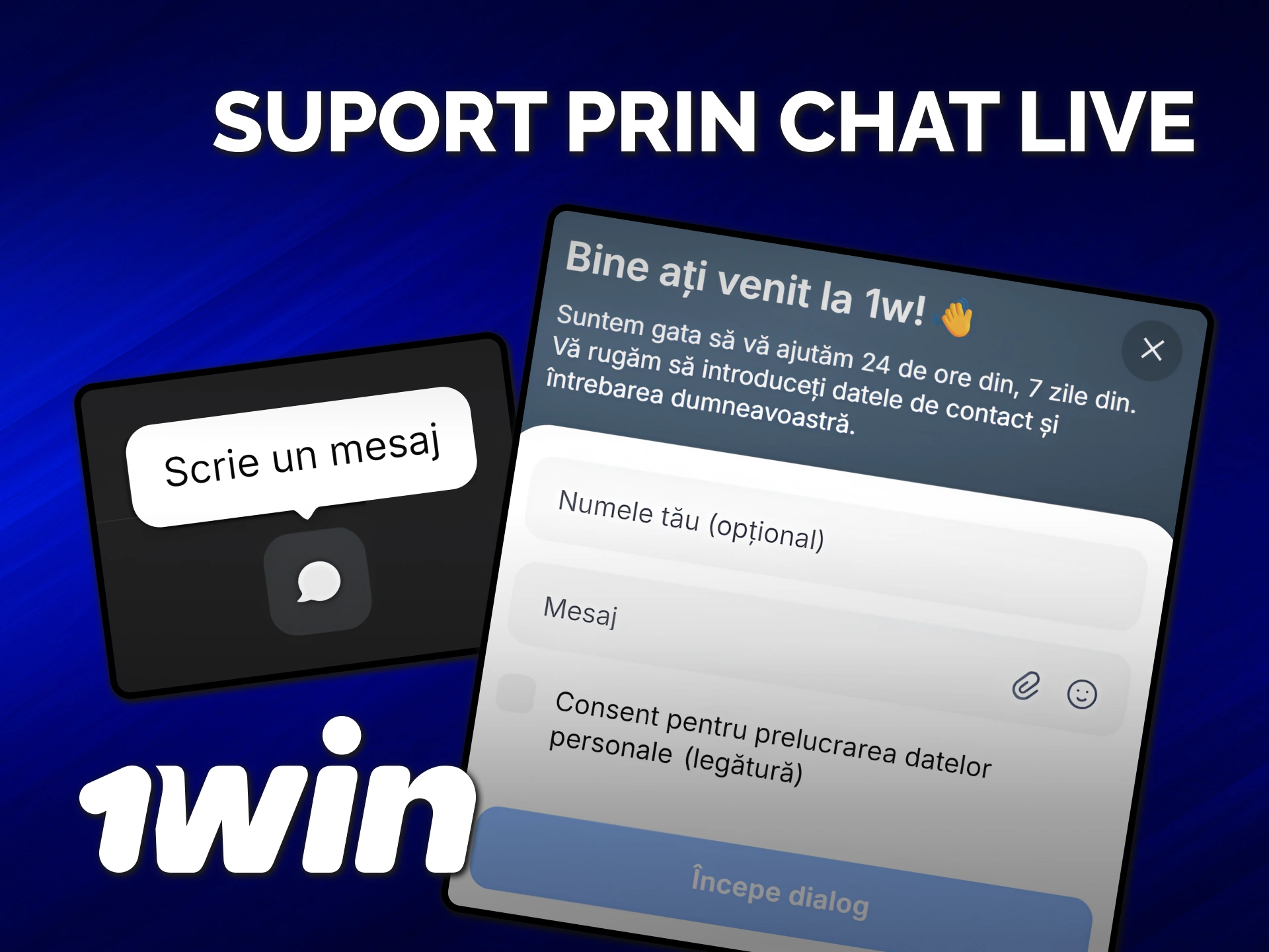 Contactează serviciul de asistență 1win prin chat live pentru ajutor rapid.