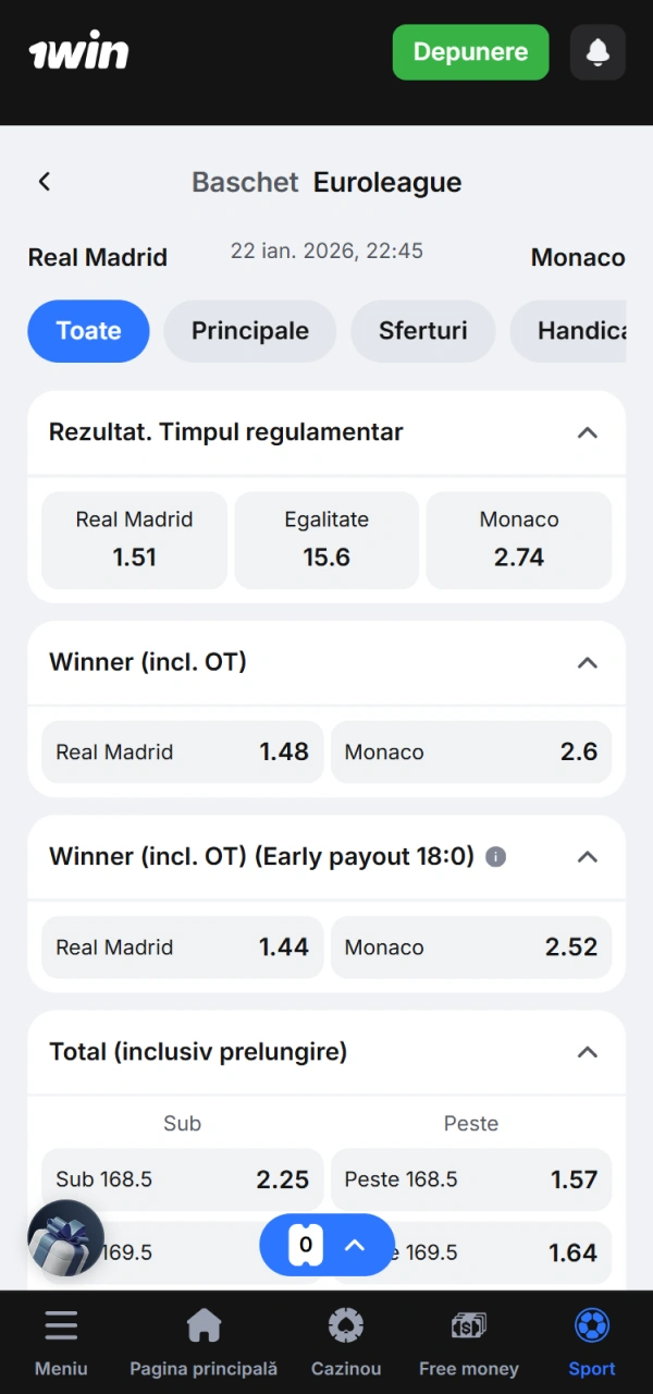Selectează cele mai bune cote de baschet disponibile la 1win Moldova.