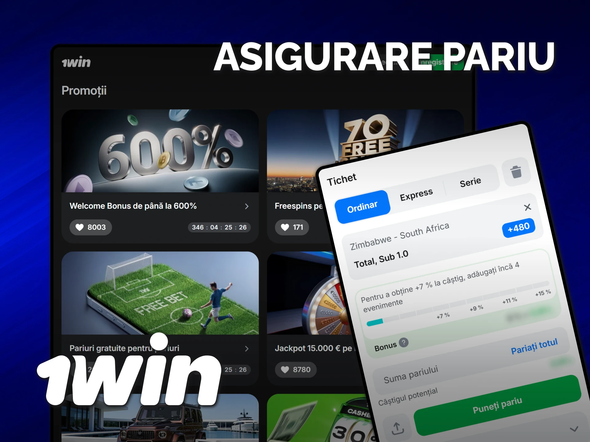 Protejează-ți miza cu aceste bonusuri pentru sport 1win de tip asigurare.