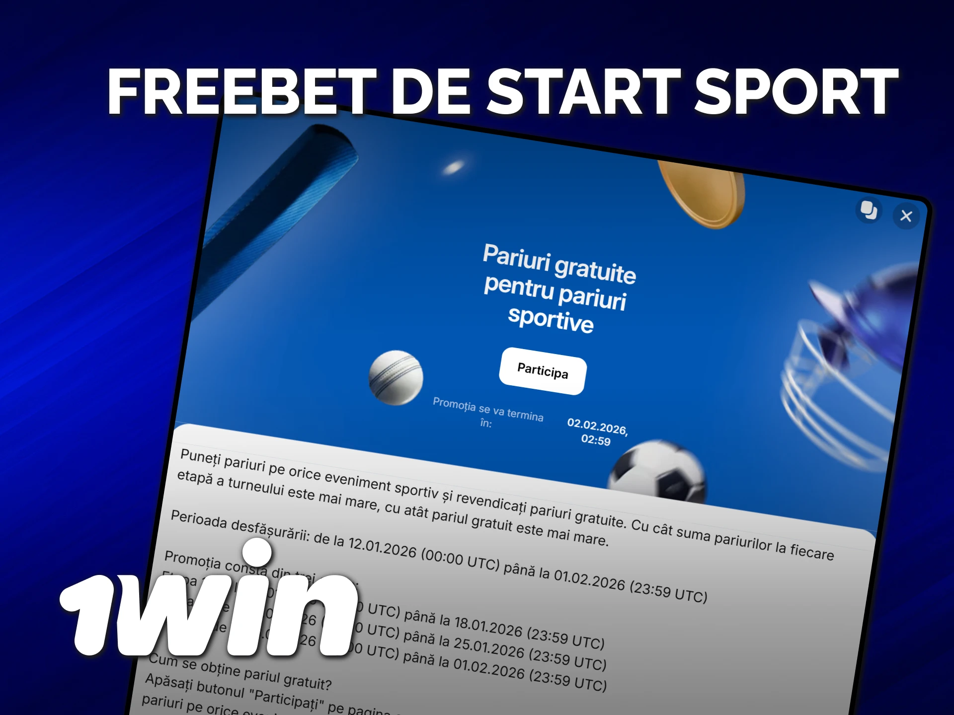 Pariază fără risc cu un freebet ca bonusuri pentru sport 1win.