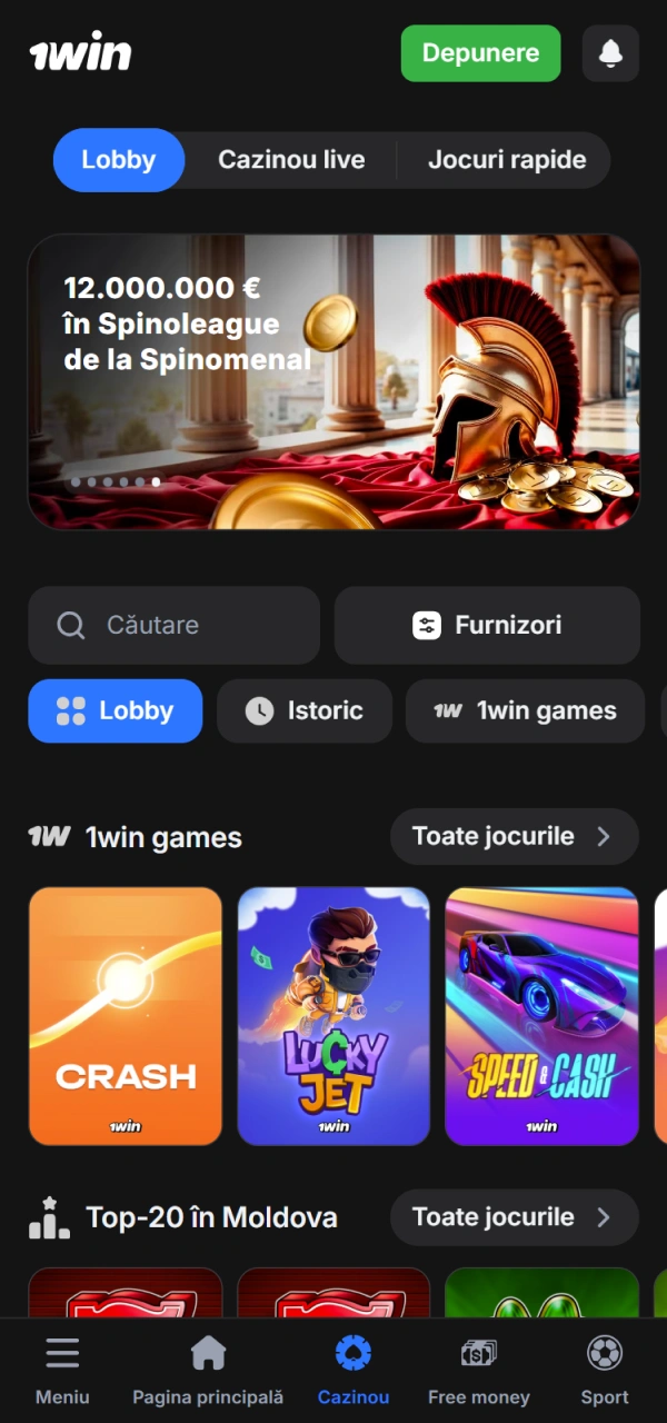 Selectează titlul preferat de cazino 1win și setează limite de pariere.