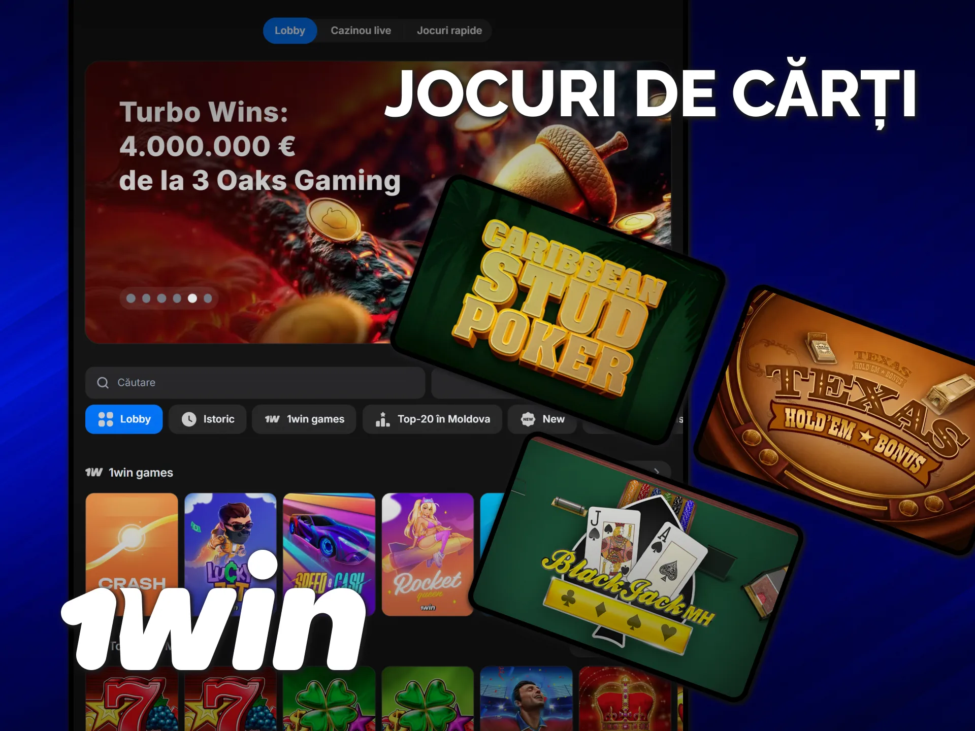 Testează-ți strategiile la jocuri de cărți în secțiunea de cazino 1win.