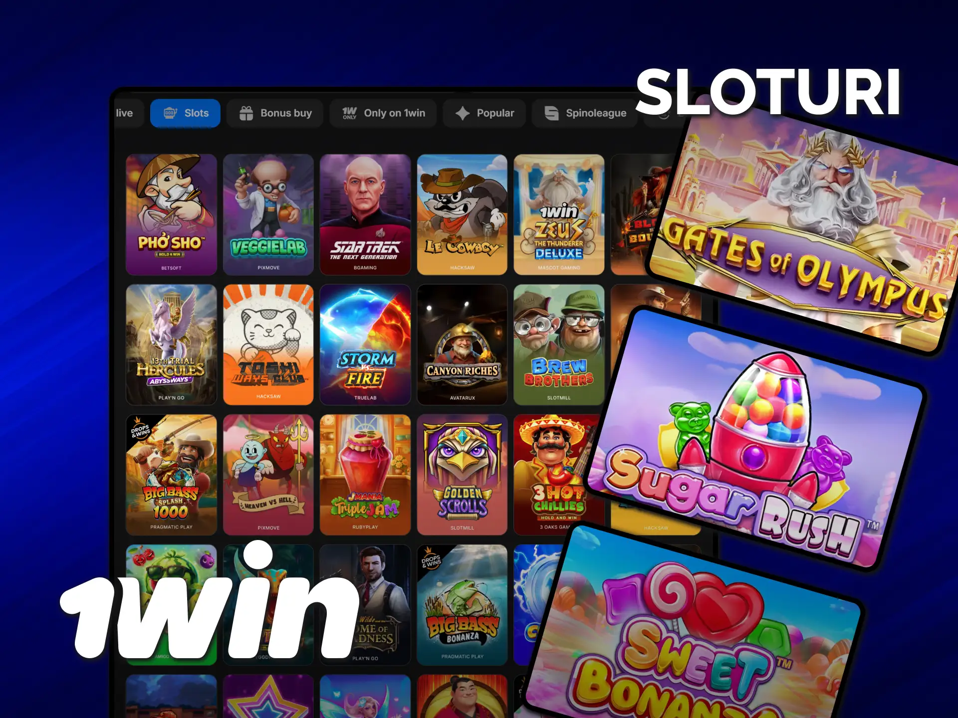 Rotește cele mai populare sloturi în secțiunea de cazino 1win Moldova.