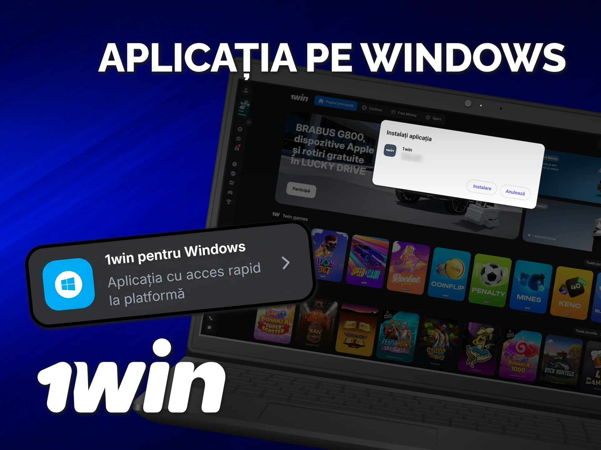 Obțineți software-ul oficial 1win PC pe Windows.