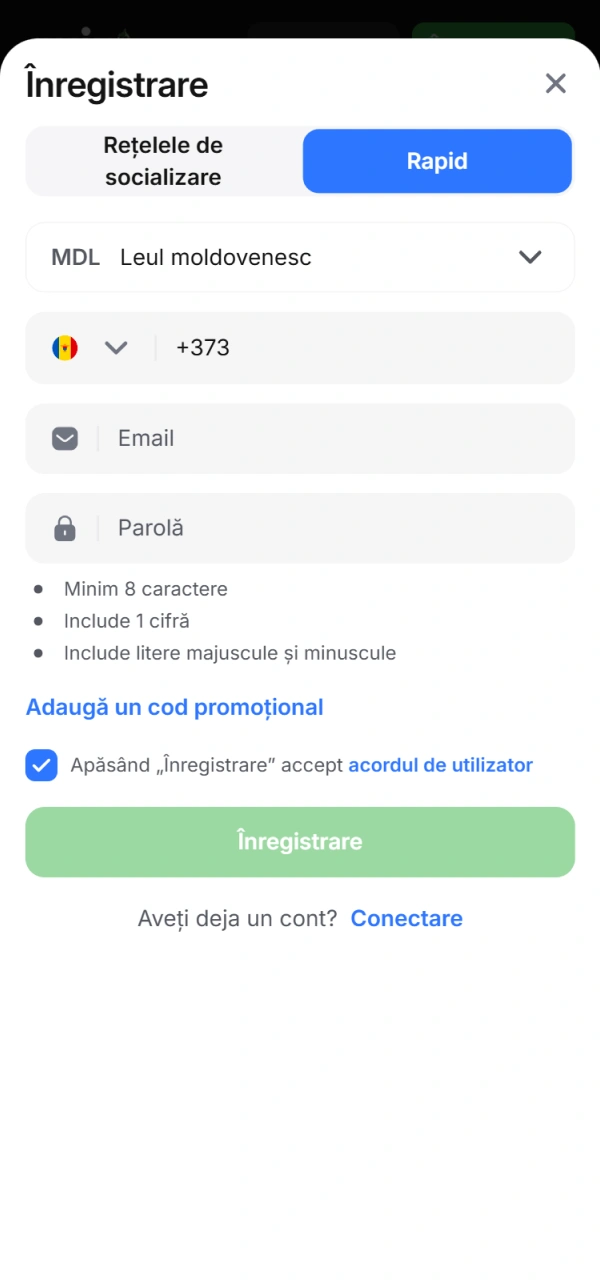 Creați un cont nou pentru a utiliza codul de bonus 1win.