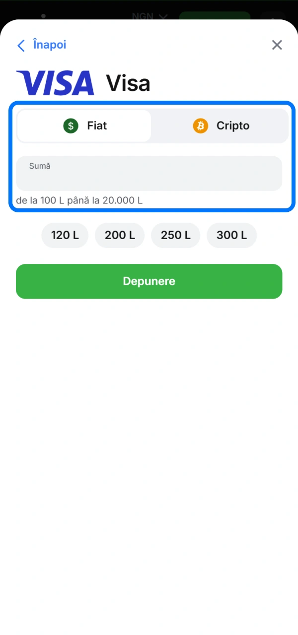 Alegeți metoda tranzacției pentru a utiliza codul bonus 1win.