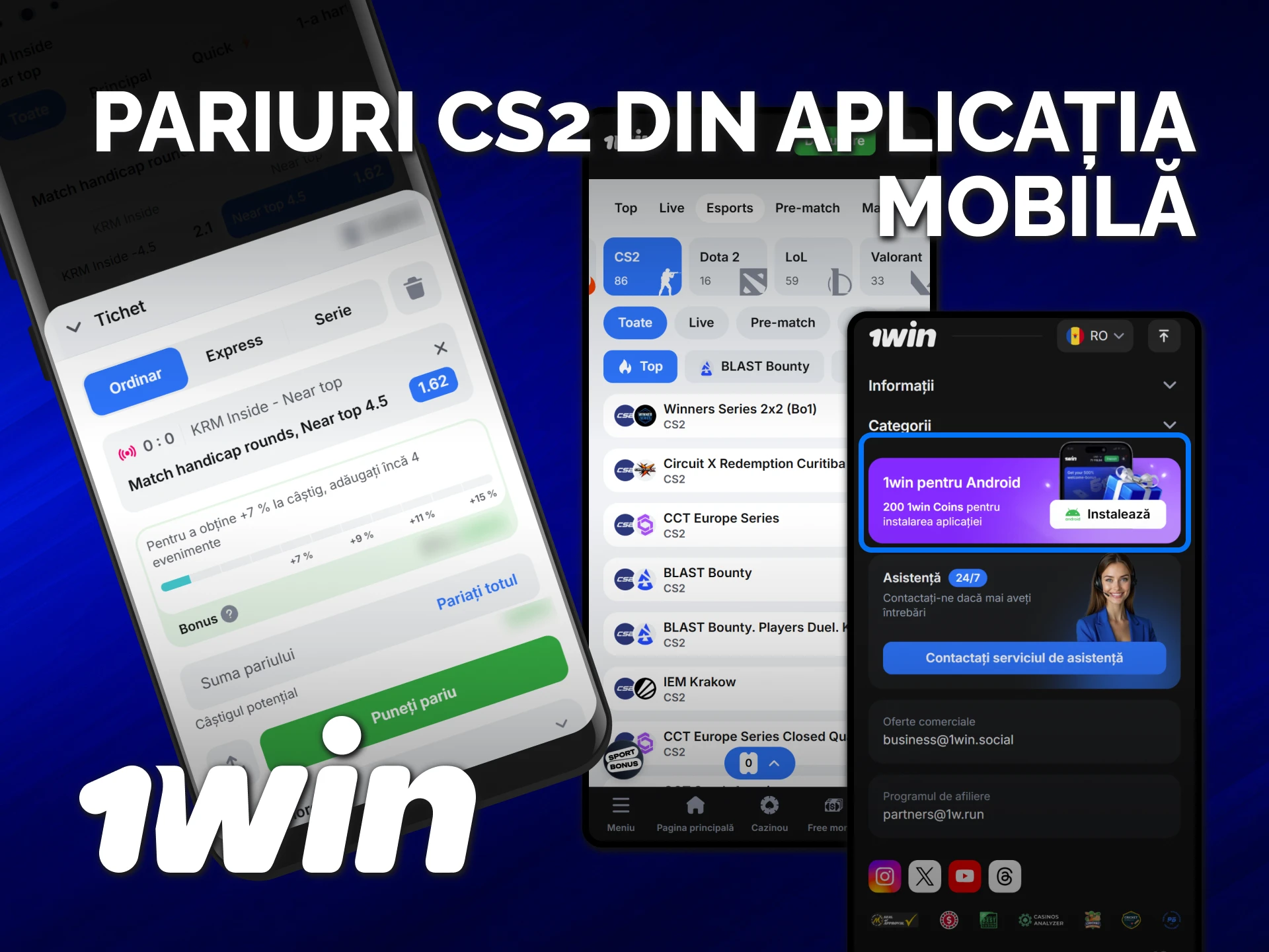 Descarcă aplicația 1win și plasează pariuri CS2 direct de pe smartphone.