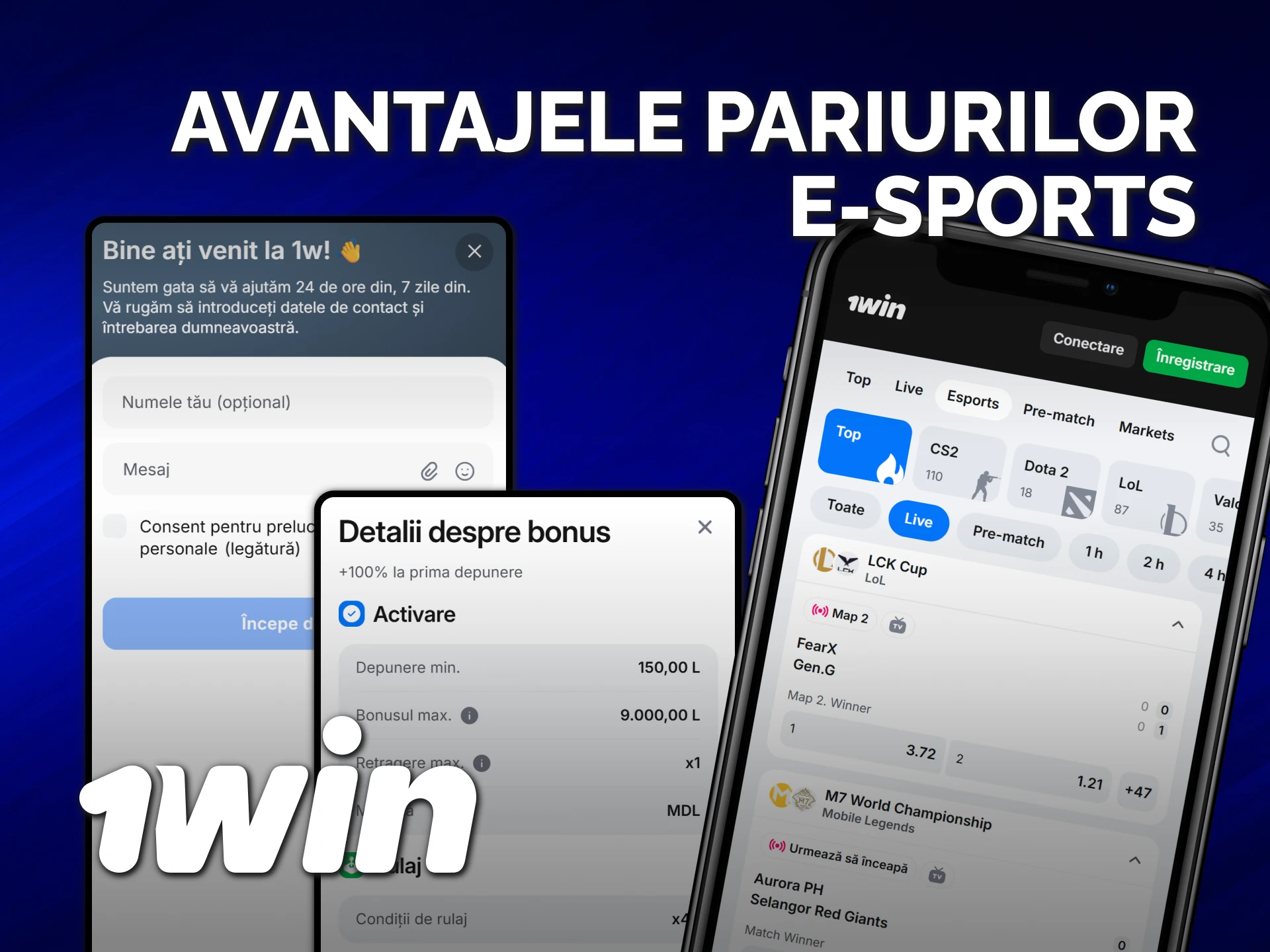 Află principalele avantaje când alegi 1win Moldova pentru pariuri E-Sports online.