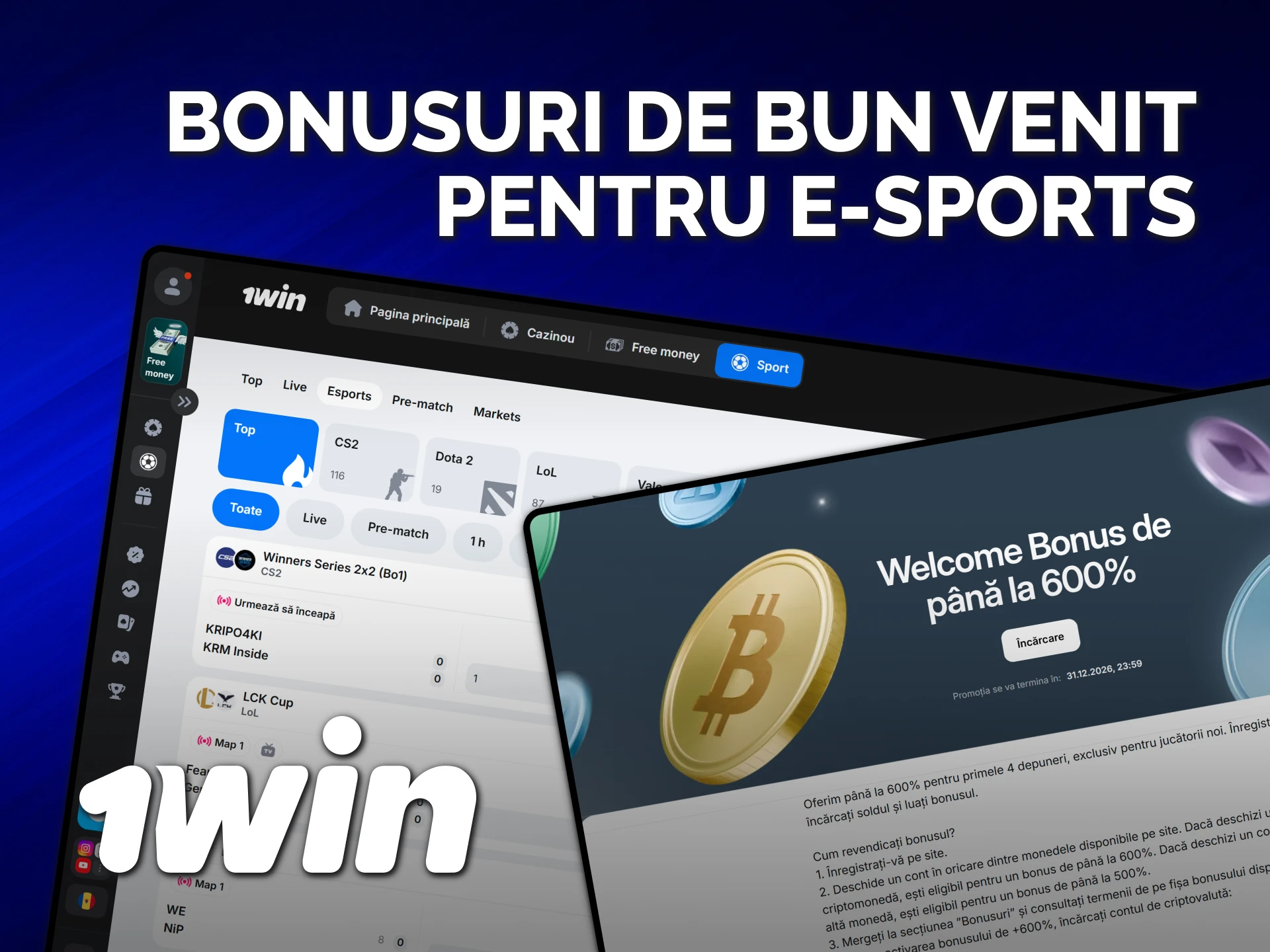 Activează un bonus de bun venit 1win pentru a paria pe E-Sports.