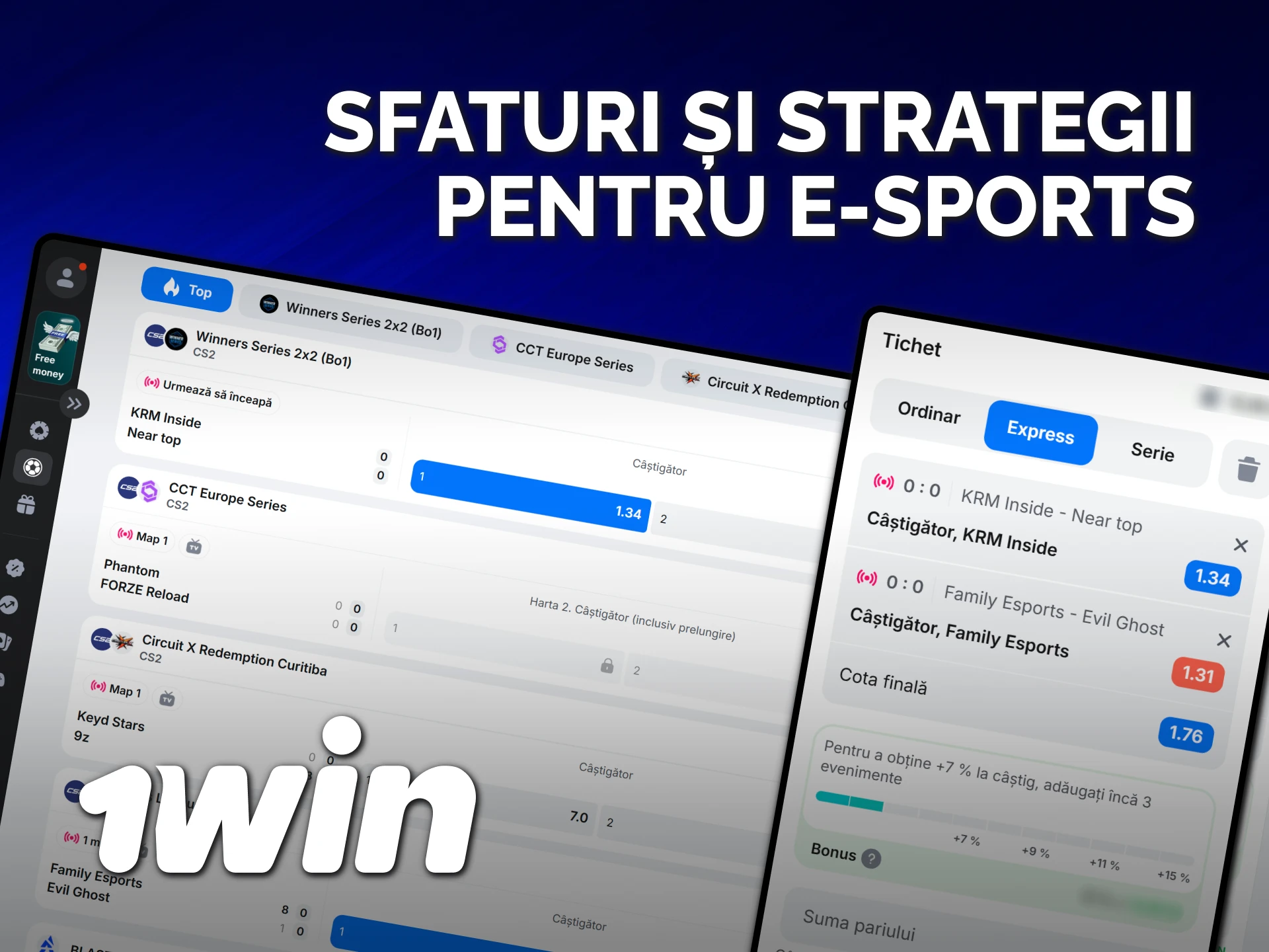 Utilizează strategii pentru a maximiza profitul din pariuri 1win E-Sports.