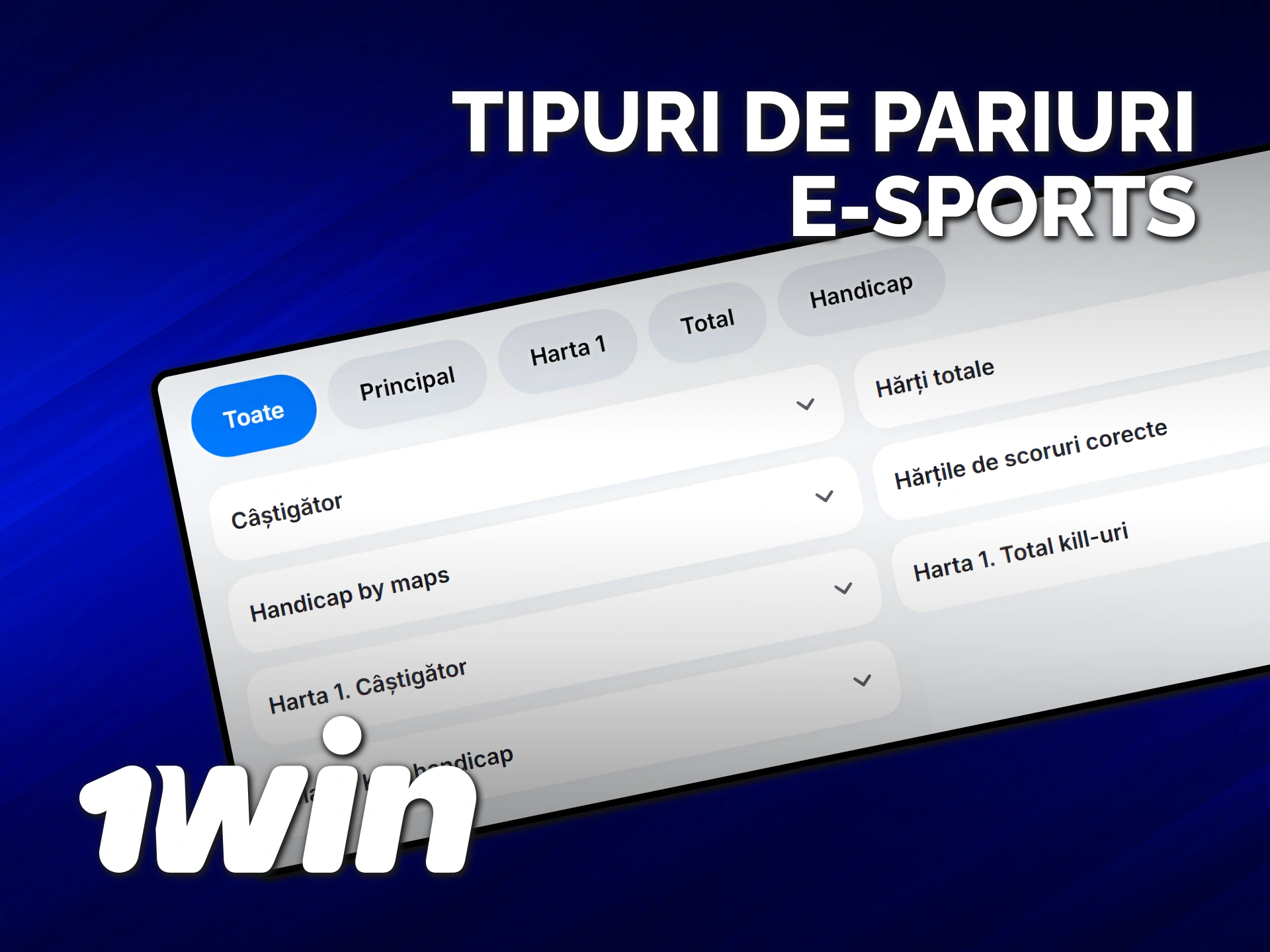 Descoperă diverse tipuri de pariuri E-Sports oferite de operatorul 1win.