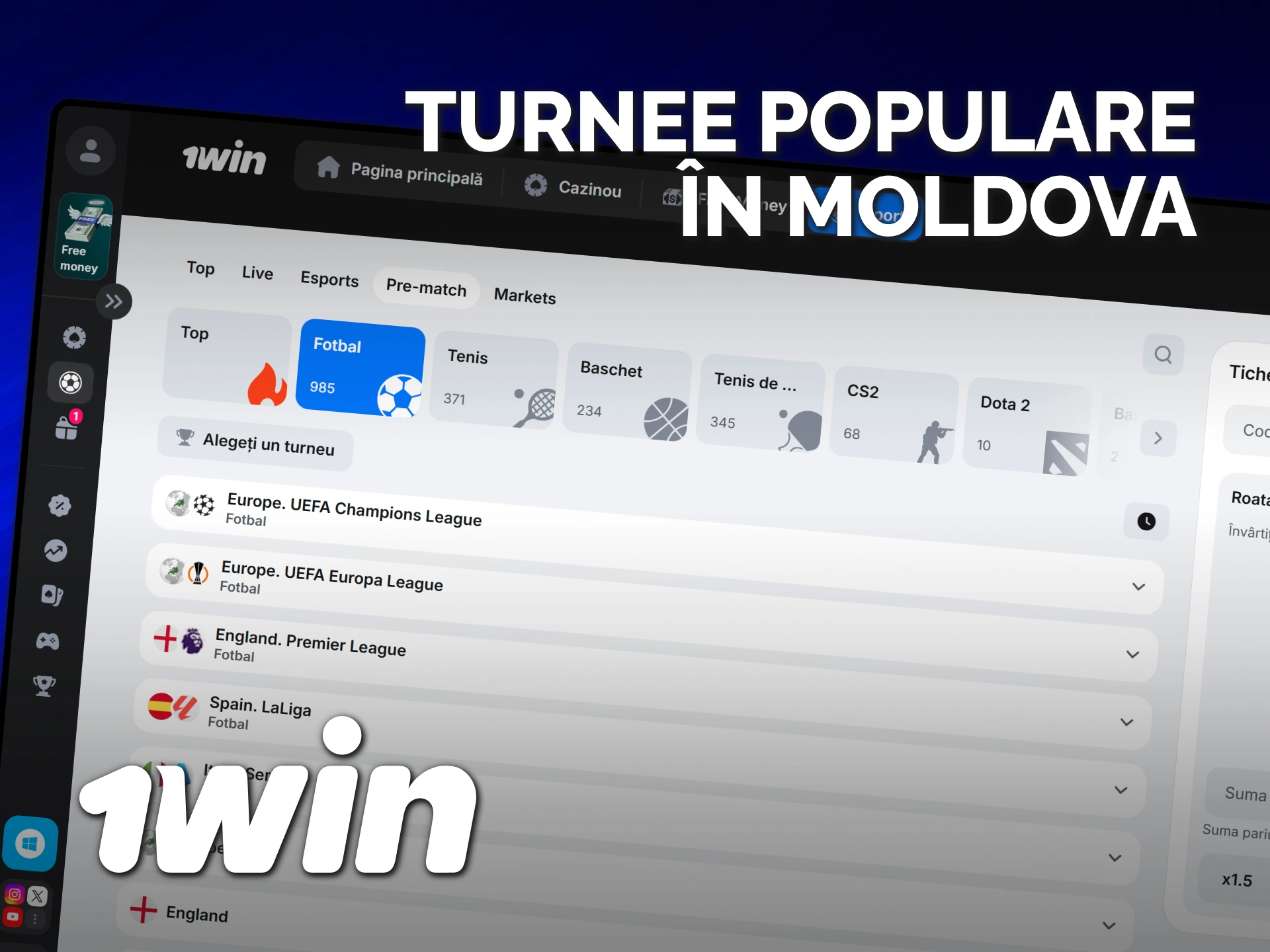 Explorează cele mai populare ligi de fotbal din Moldova la 1win.