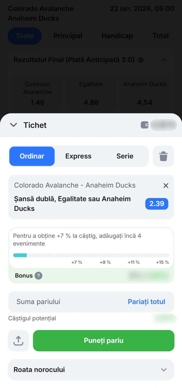 Confirmă biletul pentru hochei pe gheață la 1win.