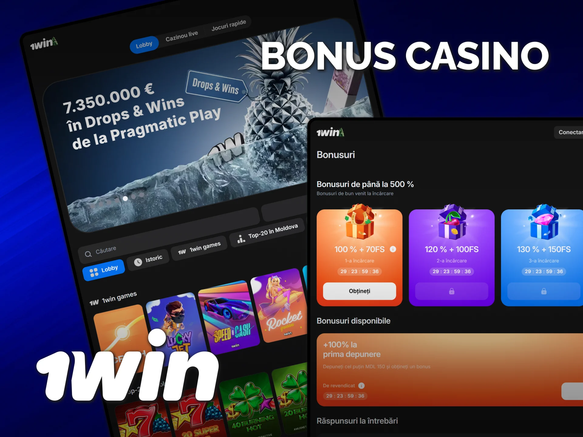 Revendică acest bonus de bun venit casino la 1win Moldova acum.