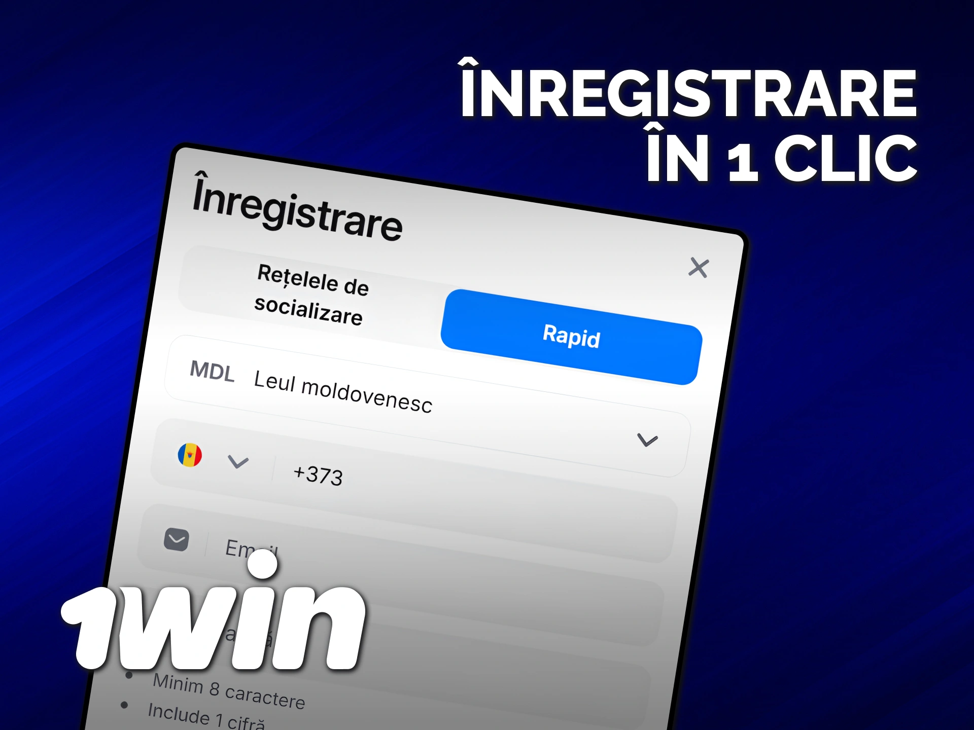 Încearcă o înregistrare în 1 clic la 1win și pariază imediat.
