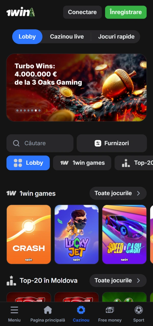 Deschide lobby-ul de cazinou 1win pe iOS și alege slotul preferat.