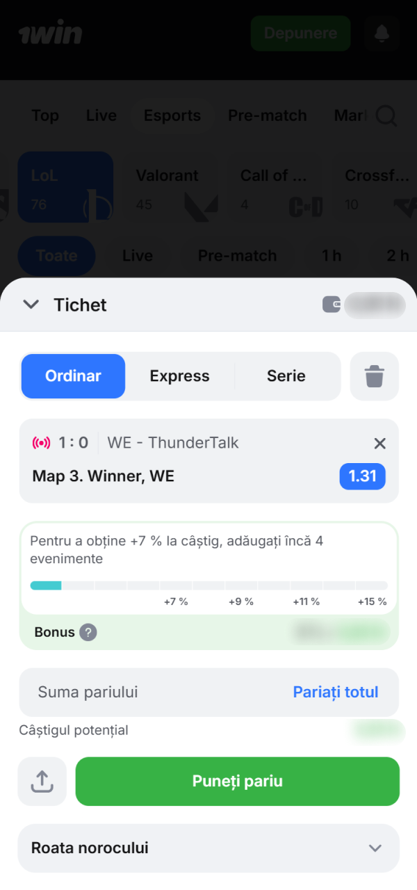 Confirmă biletul tău pentru noi pariuri League of Legends la 1win.