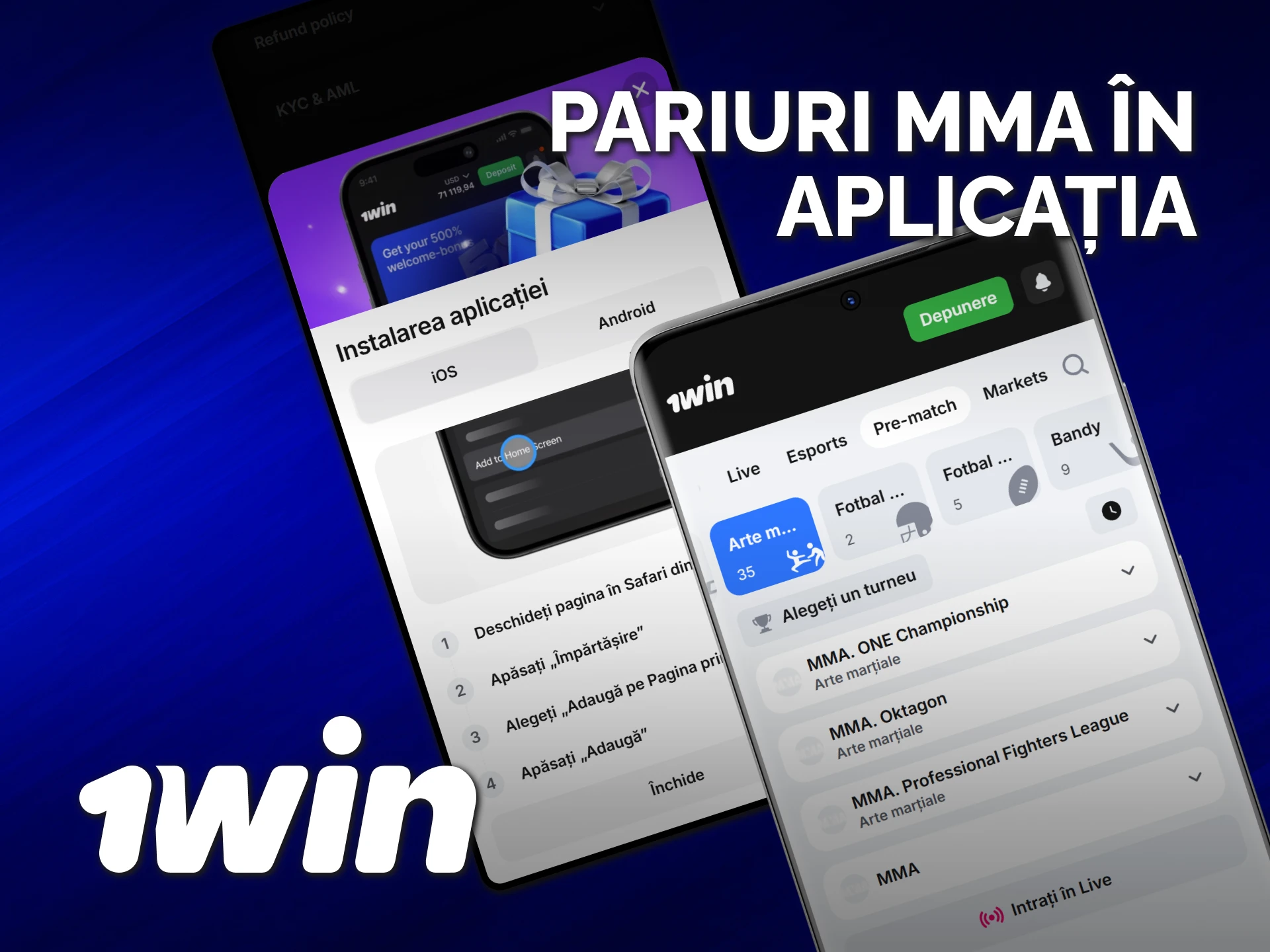 Instalați aplicația 1win pentru a plasa pariuri MMA online.