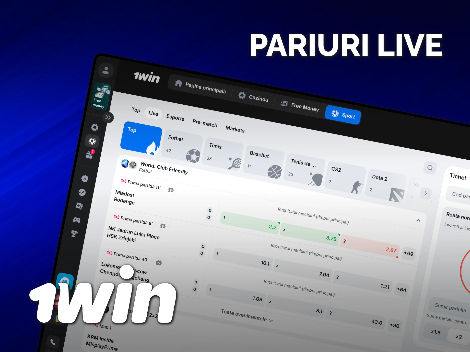 Accesează secțiunea de pariuri live la 1win și mizează.