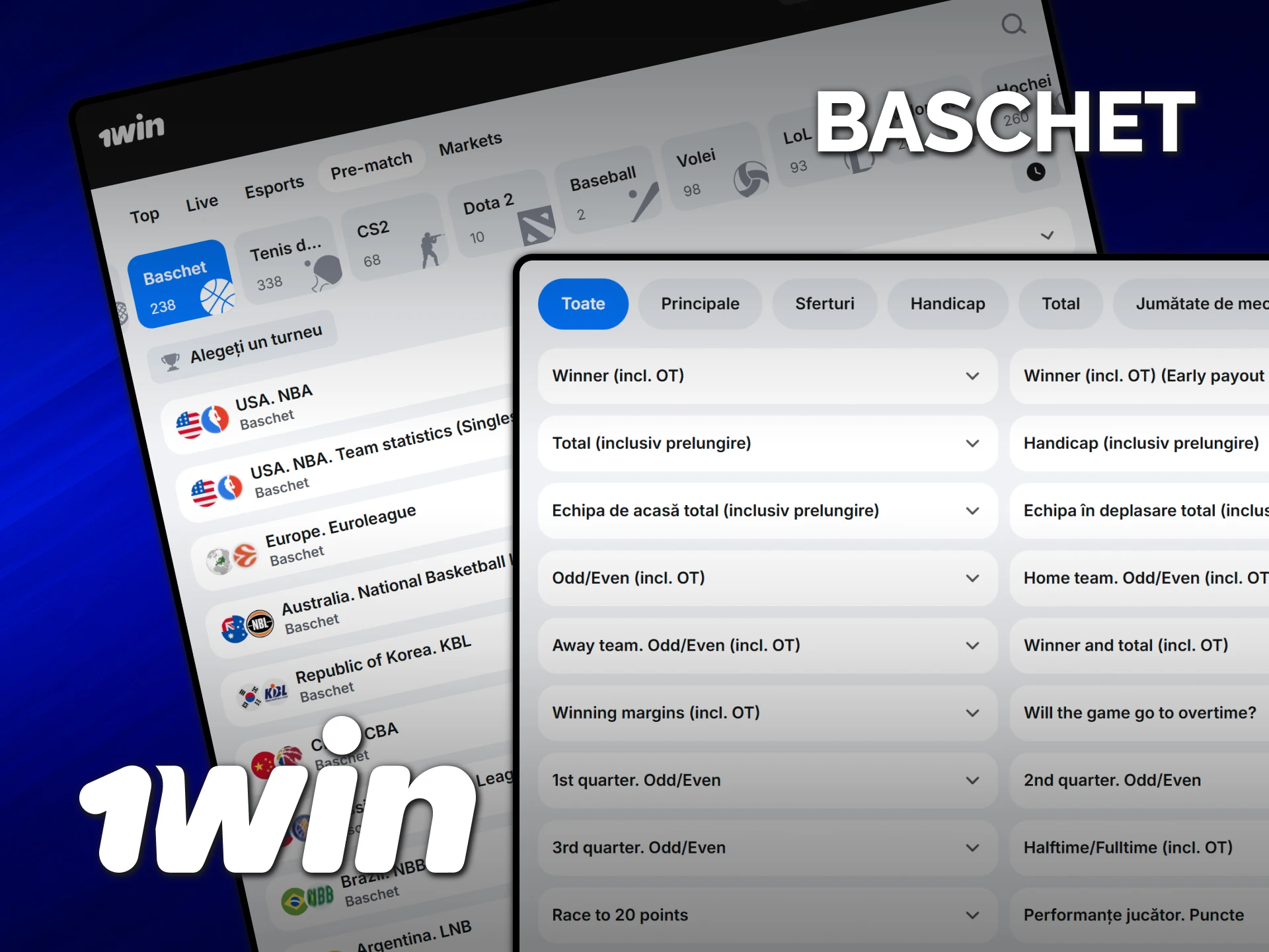 Încearcă pariuri sportive pe baschet disponibile în oferta 1win.