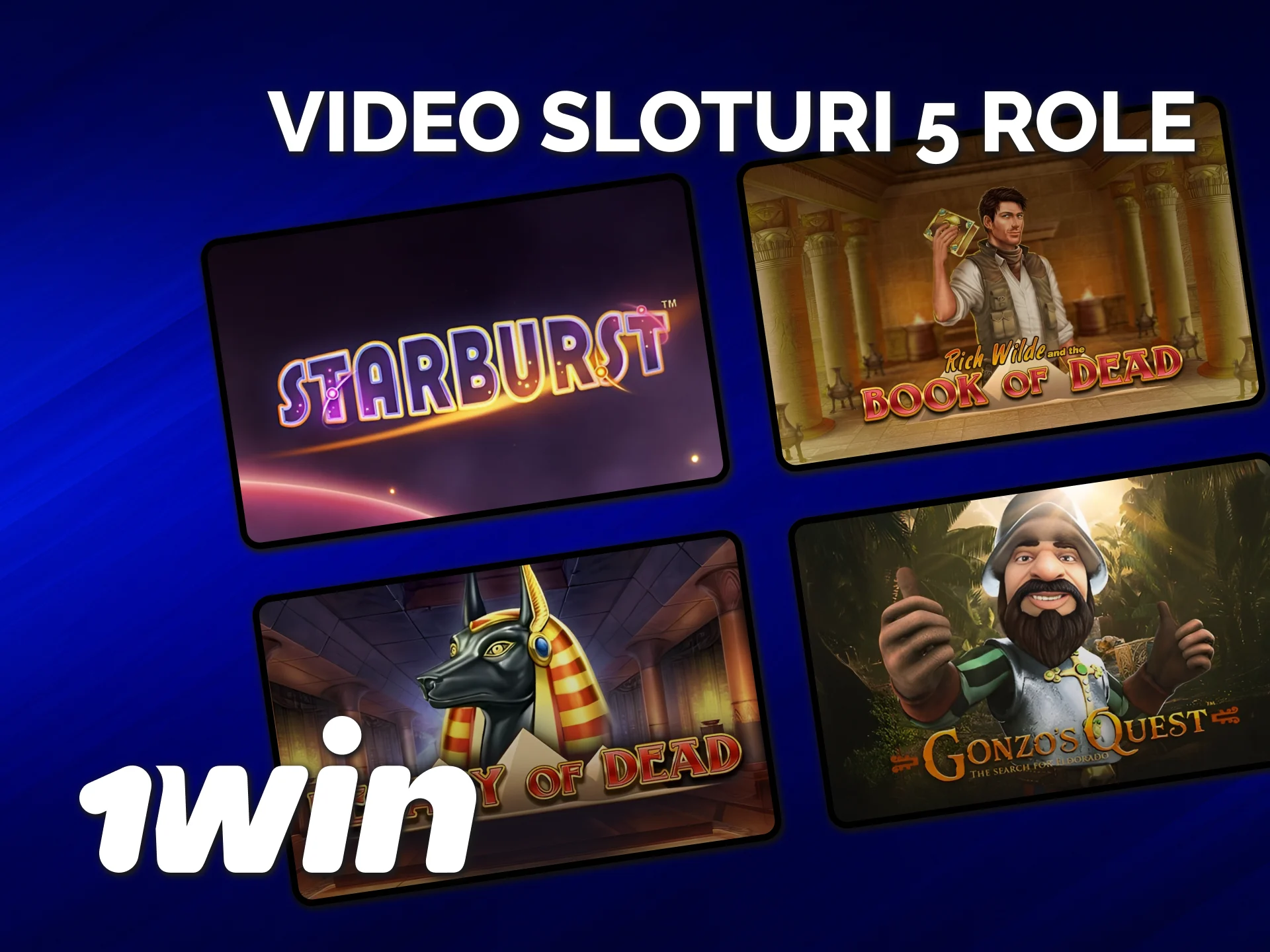 Joacă video sloturi moderne cu cinci role pe platforma 1win Moldova.