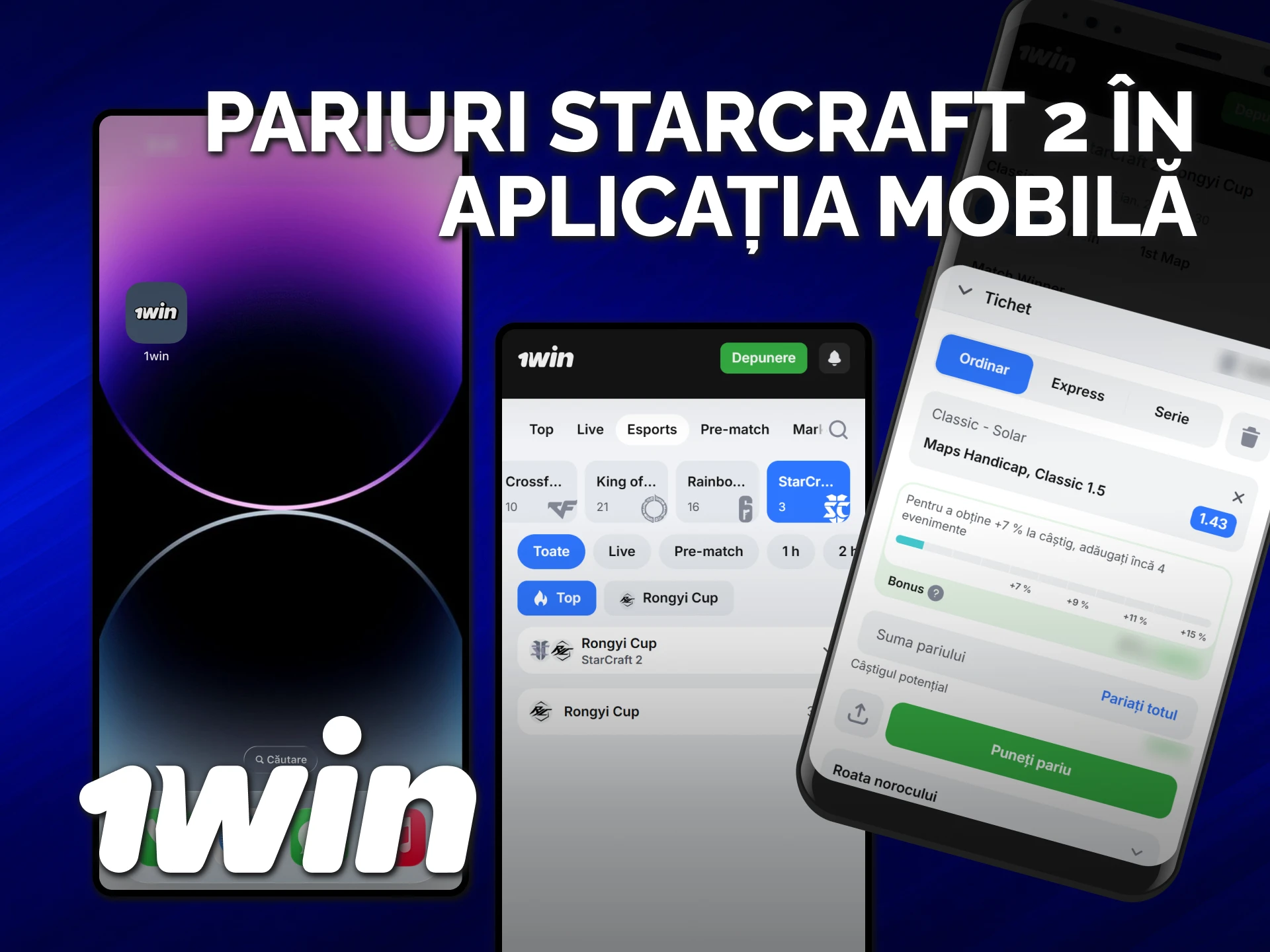 Instalează aplicația mobilă 1win și plasează pariuri StarCraft 2 oriunde.