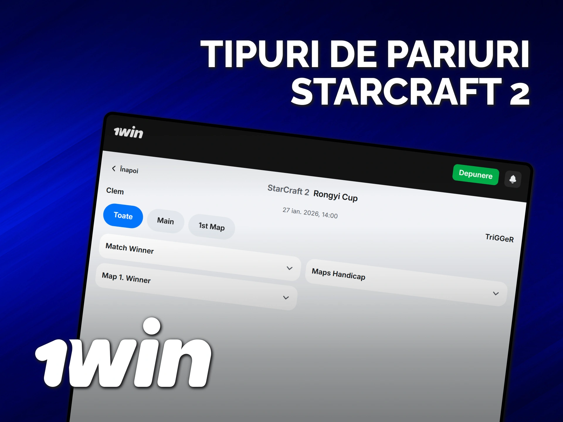 Explorează diversele tipuri de pariuri StarCraft 2 oferite de 1win Moldova.