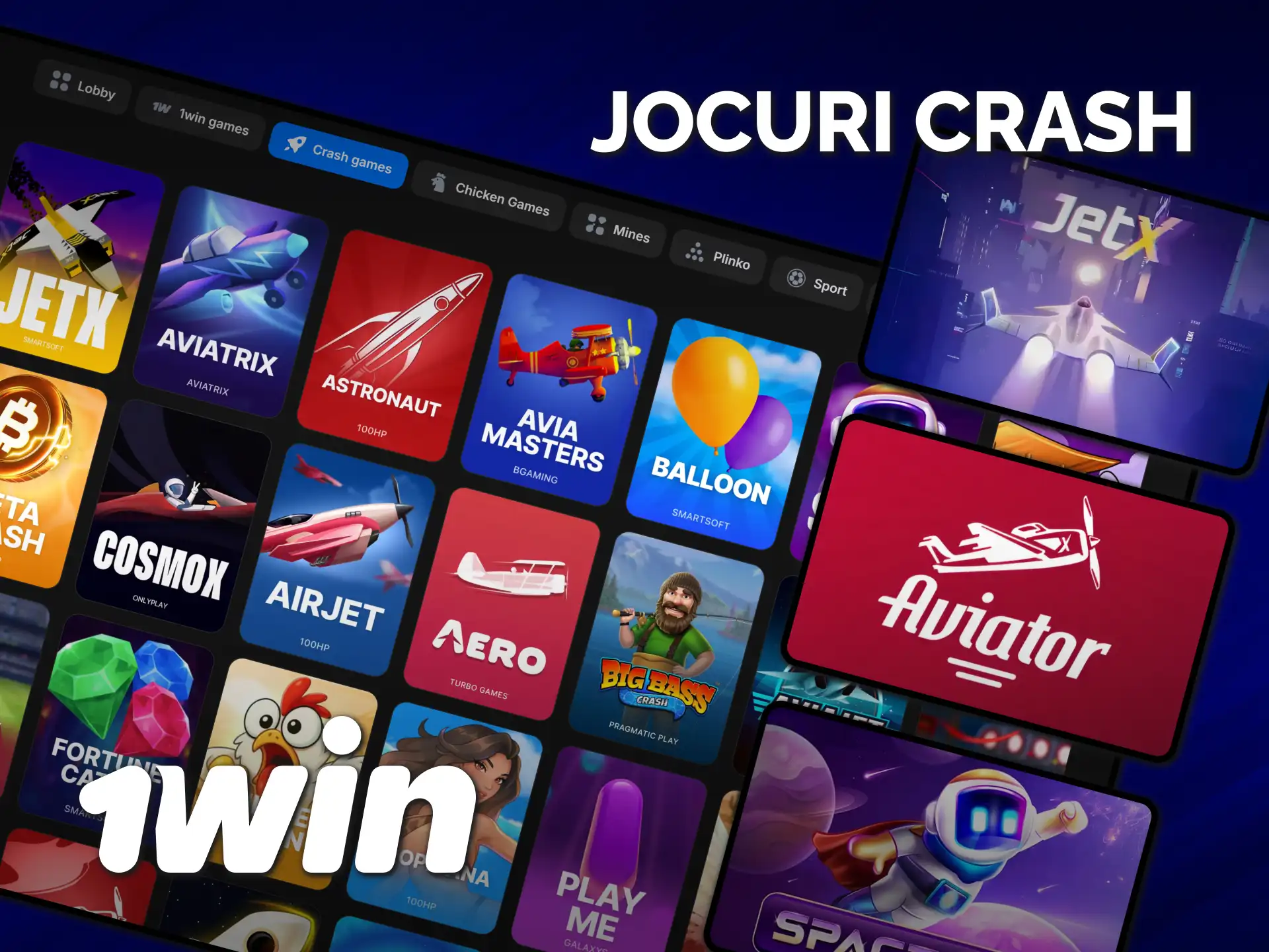 Testează-ți norocul cu jocuri crash dinamice la cazinoul online 1win.