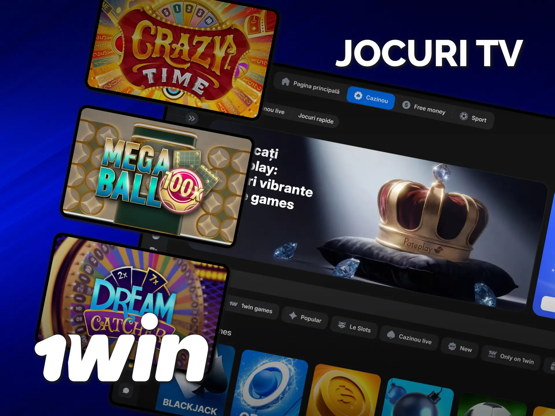 Urmărește show-uri interactive și alege jocuri TV live la 1win.