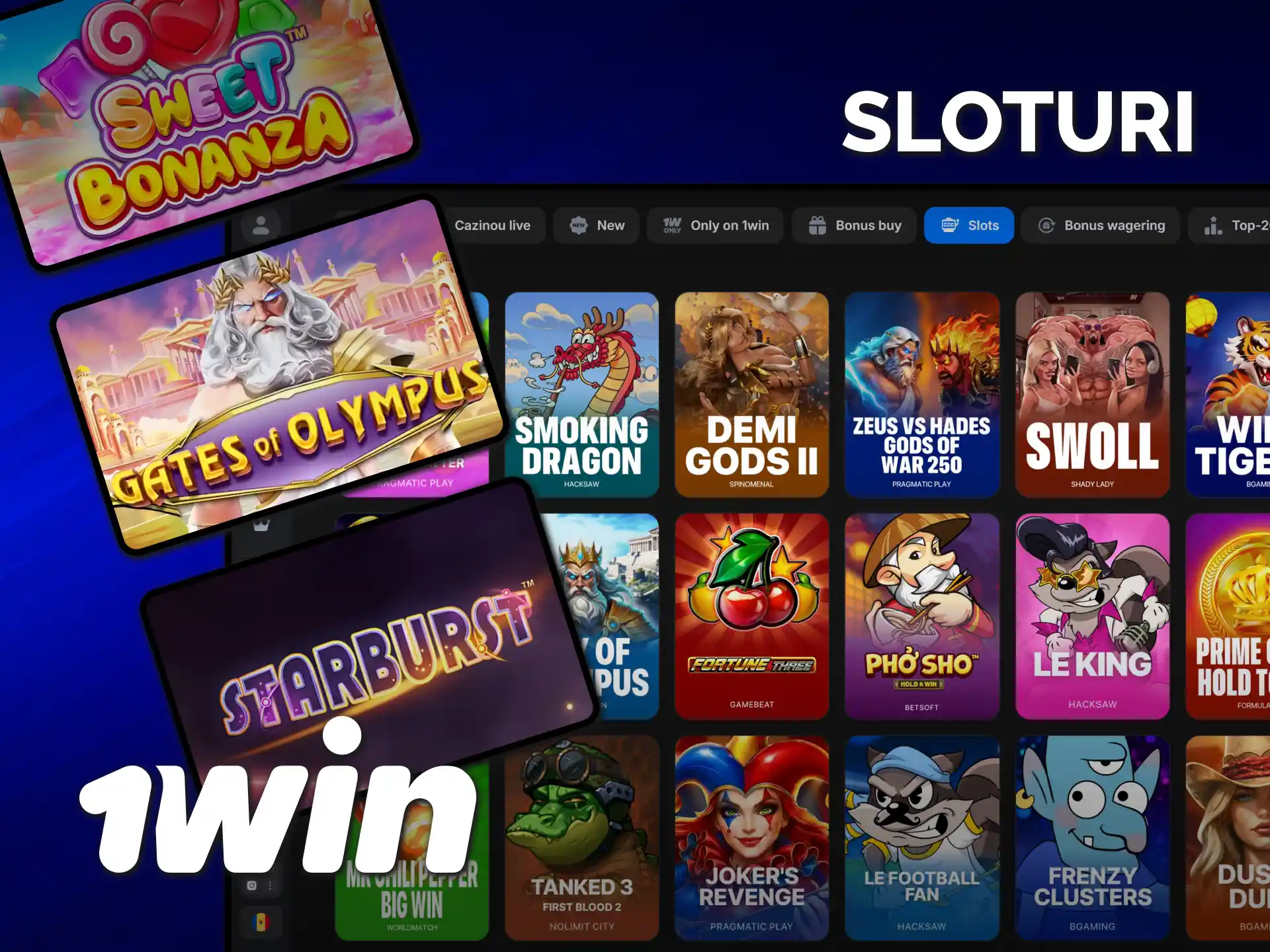 Încearcă sloturi video moderne în cadrul cazinoului online 1win.