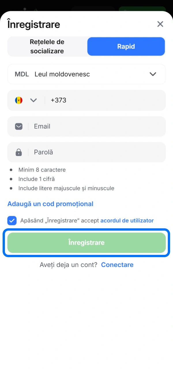 Confirmă crearea profilului de înregistrare și activează profilul 1win Aplicația.